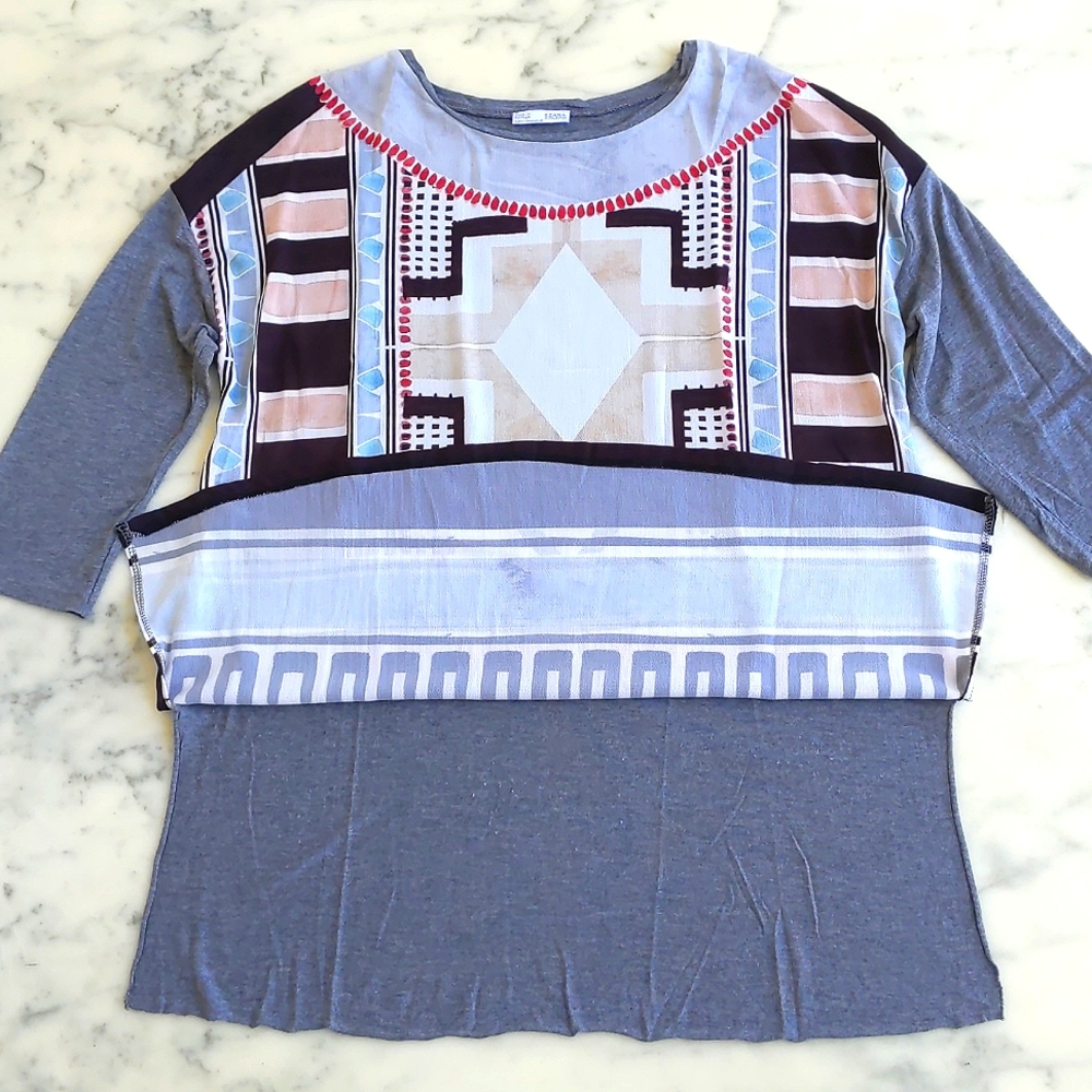 Zara Multi Color Front Pattern Dropped Shoulder L… - image 4